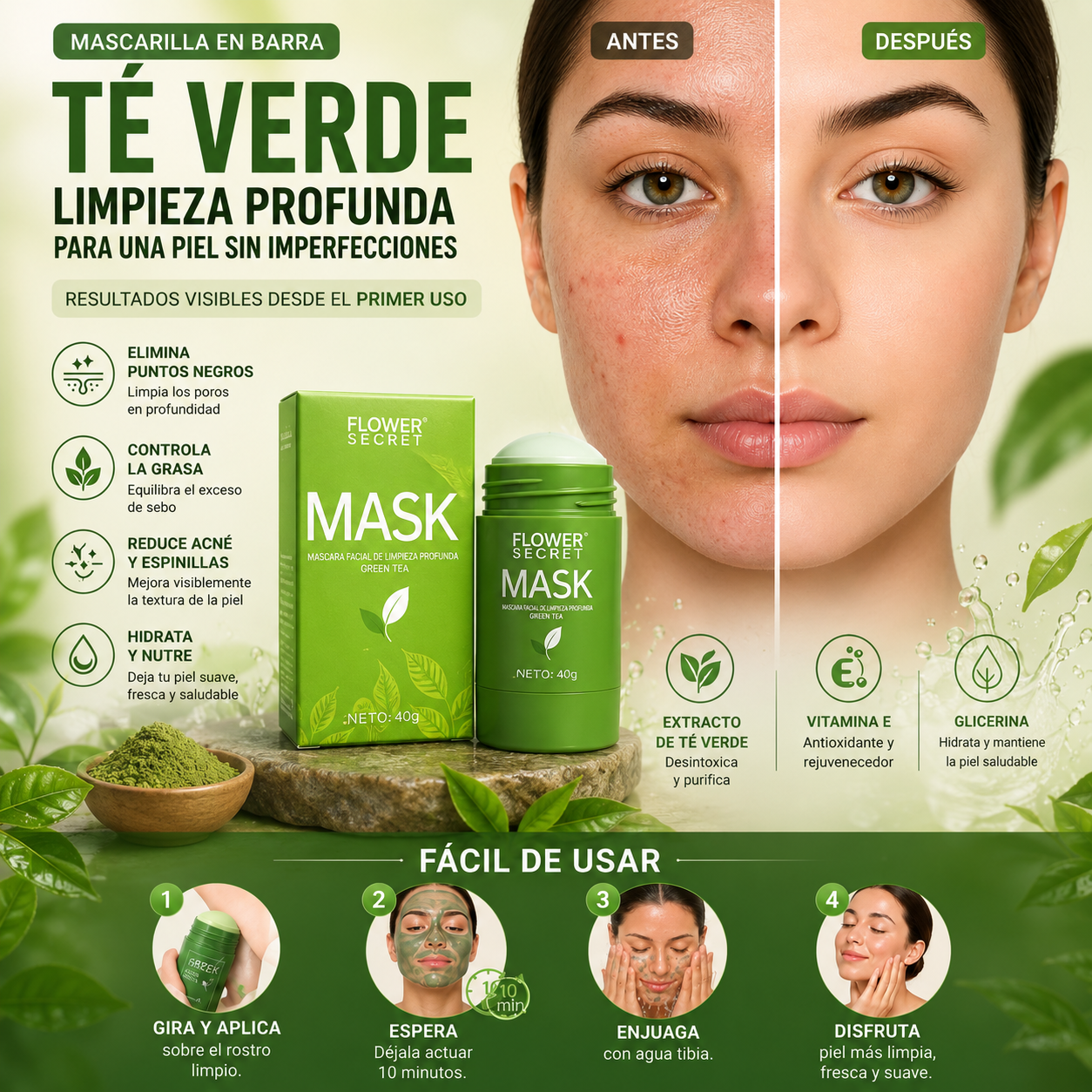 MASCARILLA TE VERDE EN BARRA