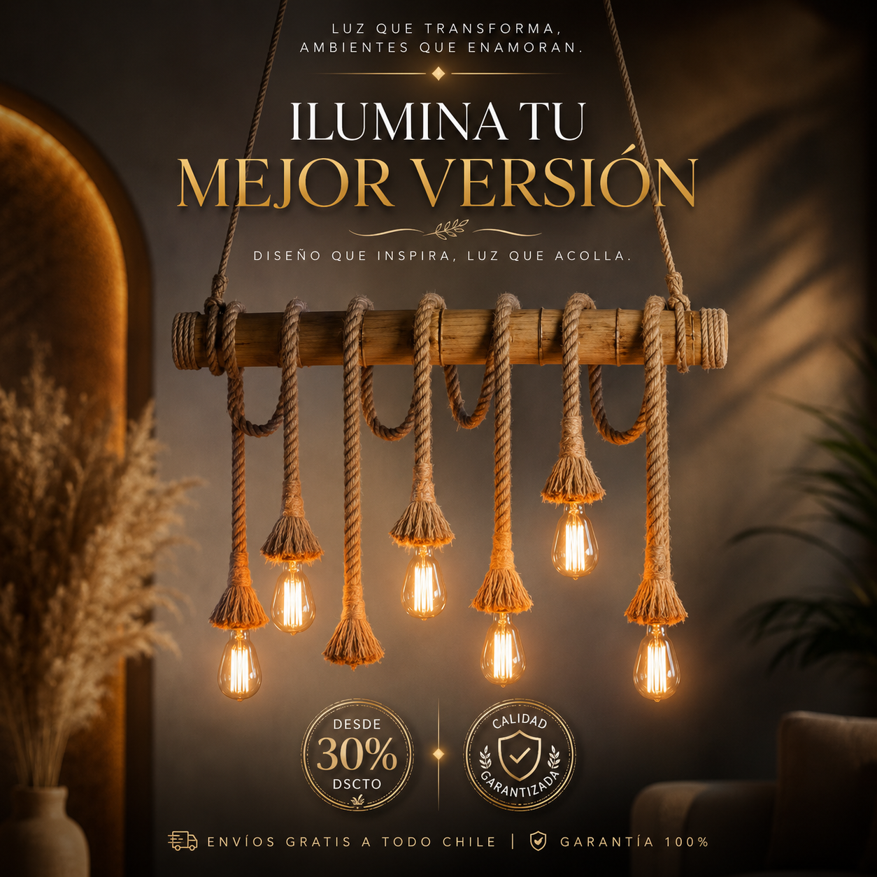 Lampara Colgante Techo Bambu Vintage