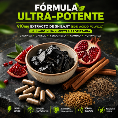 Shilajit Ultra by FLYNEW- Energía Natural de Formula Ultra Potente  (60 cápsulas)