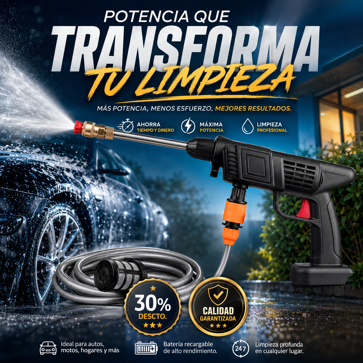 Hidrolavadora Inalambrica + Batería + Adaptador