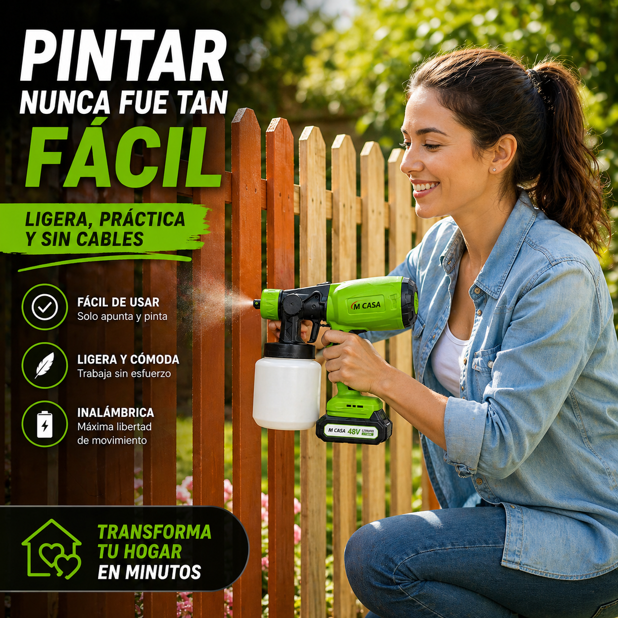 PISTOLA INALAMBRICA MCASA 1000ml PRO - Pinta Fácil, Rápido y Sin Esfuerzo